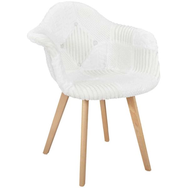 Fauteuil scandinave patchwork blanc