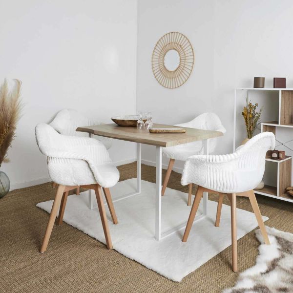 Fauteuil scandinave patchwork blanc - THE HOME DECO FACTORY