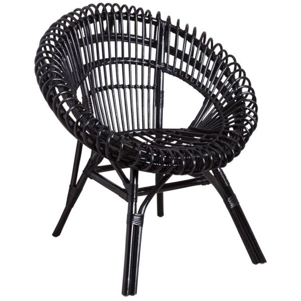 Fauteuil soleil en rotin noir