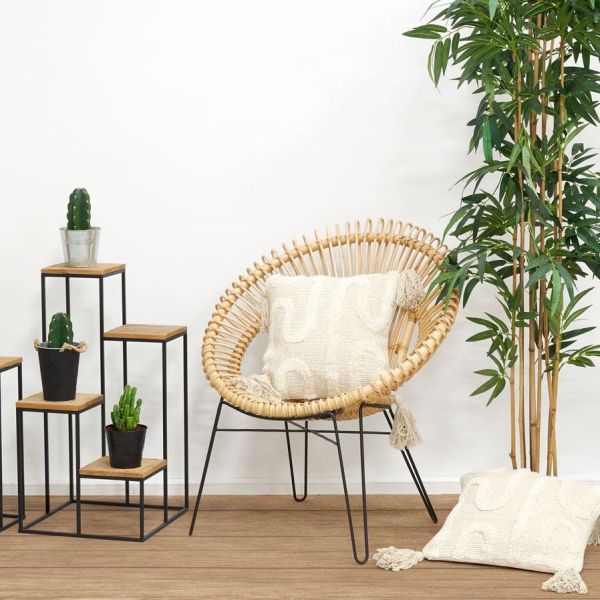 Fauteuil soleil en rotin naturel et métal - AUBRY GASPARD