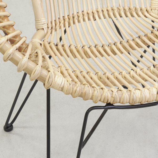Fauteuil soleil en rotin naturel et métal - AUB-2286
