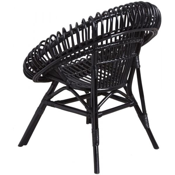 Fauteuil soleil en rotin noir - AUBRY GASPARD