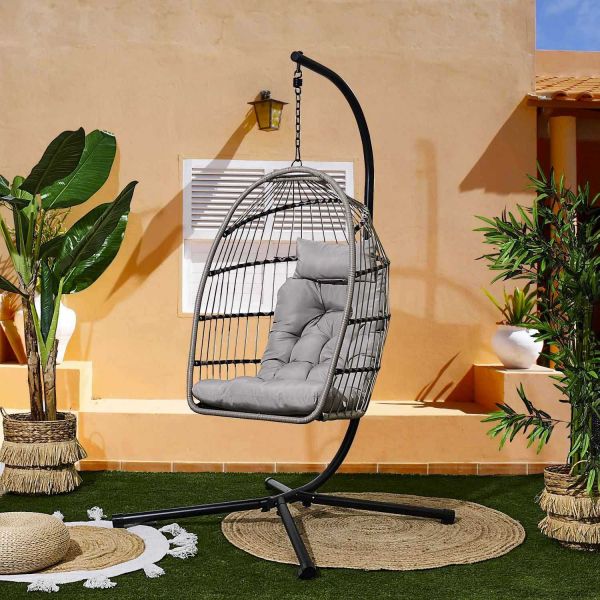Fauteuil suspendu en métal et polyester Hanoi - THE HOME DECO FACTORY