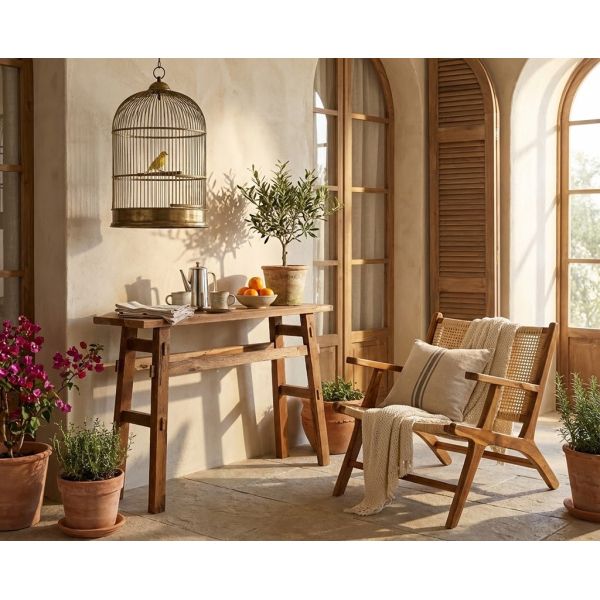 Fauteuil en teck et cannage rotin - AUBRY GASPARD