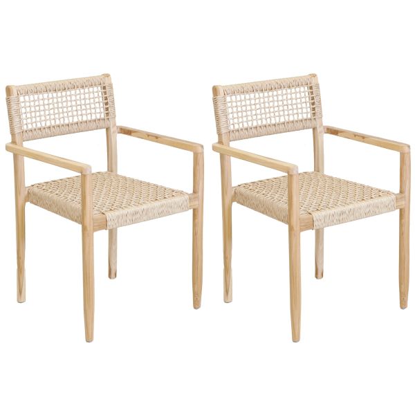 Fauteuil en teck et cannage synthétique BAIA (Lot de 2)