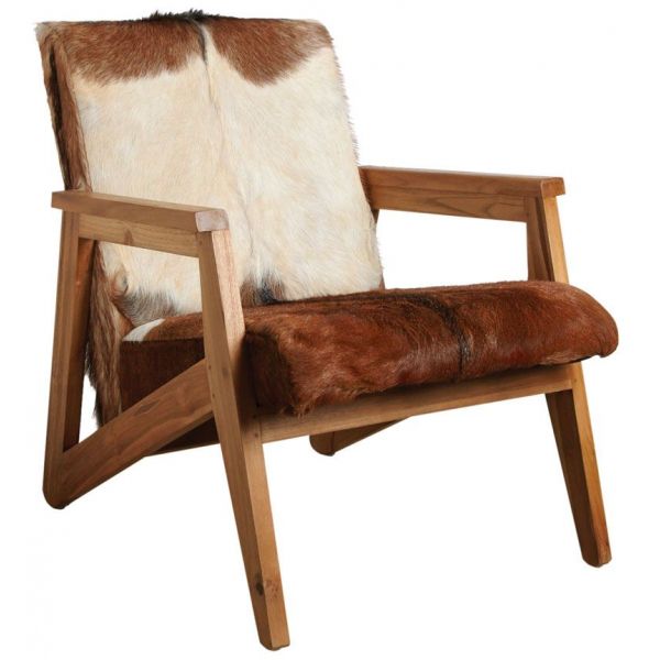 Fauteuil en peau de chèvre marron