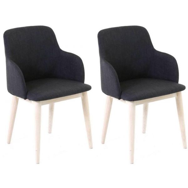 Fauteuil en tissu et hévéa Manie (Lot de 2)