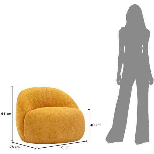 Fauteuil en tissu Ginevra 81 x 78 x 64 cm - MAU-0854