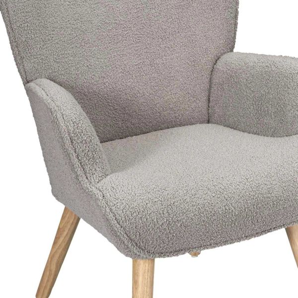 Fauteuil en tissu bouclette et bois Rhea - 7