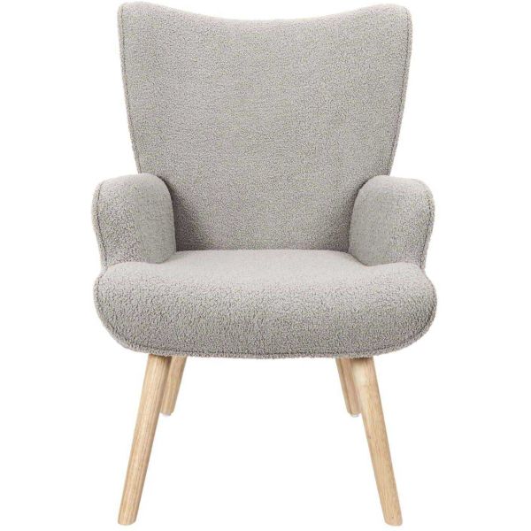 Fauteuil en tissu bouclette et bois Rhea - CMP-5219
