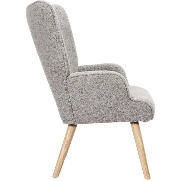 Fauteuil en tissu bouclette et bois Rhea - 159