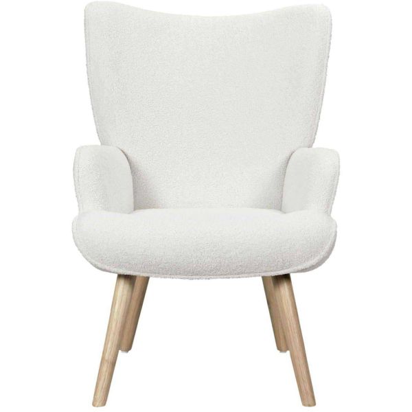 Fauteuil en tissu bouclette et bois Rhea - CMP-5218