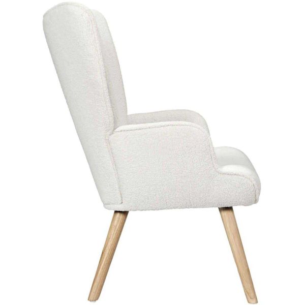Fauteuil en tissu bouclette et bois Rhea - 159