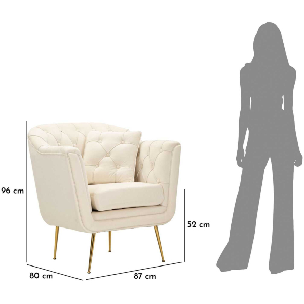 Fauteuil en tissu capitonné Budapest 88 x 83 x 91 cm - MAU-0684