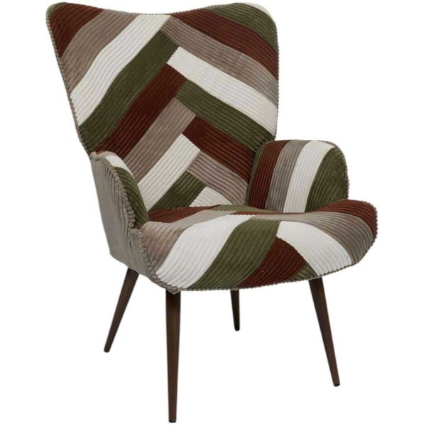 Fauteuil en tissu côtelé patchwork Scott