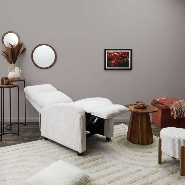 Fauteuil en tissu côtelé 3 positions ajustables Scott - THE HOME DECO FACTORY