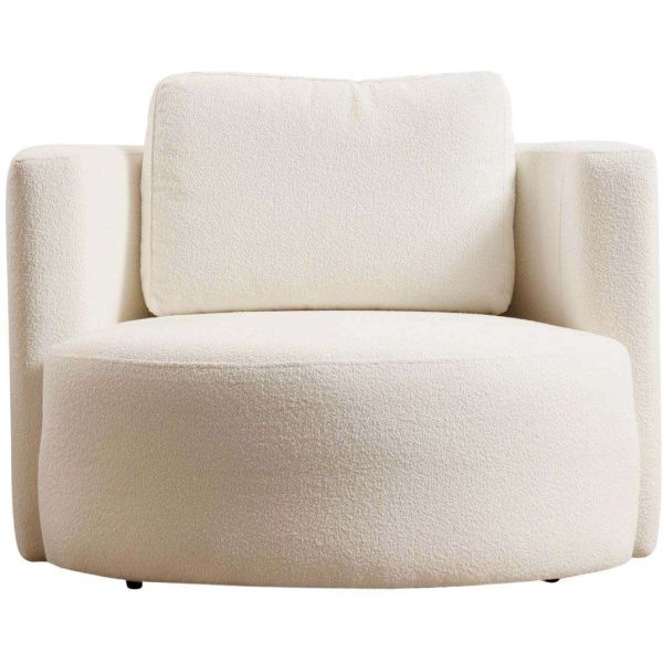 Fauteuil en tissu crème Wing