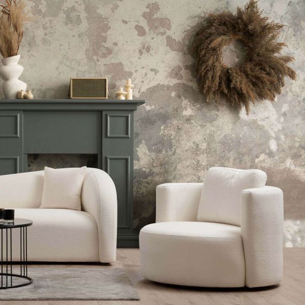 Fauteuil en tissu crème Wing - HANAH HOME