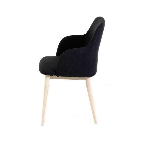 Fauteuil en tissu et hévéa Manie (Lot de 2) - 5