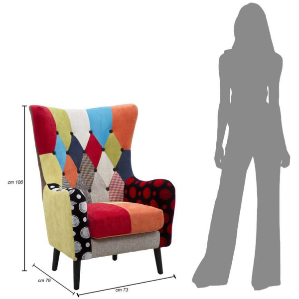 Fauteuil en tissu patchwork Imperial 73 x 79 x 106 cm - MAU-0800