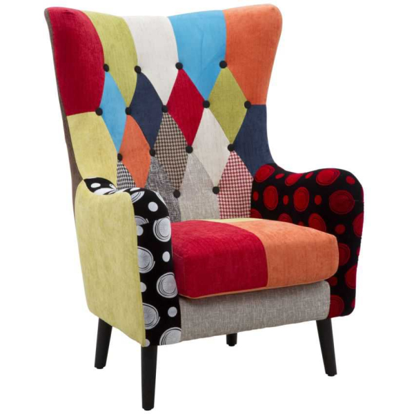 Fauteuil en tissu patchwork Imperial 73 x 79 x 106 cm