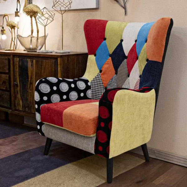 Fauteuil en tissu patchwork Imperial 73 x 79 x 106 cm - MAURO FERRETTI