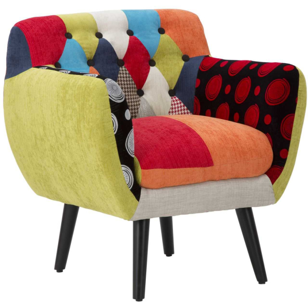 Fauteuil en tissu patchwork 71 x 63 x 78 cm
