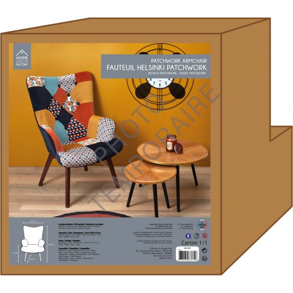Fauteuil en tissu patchwork vintage Helsinki - 8