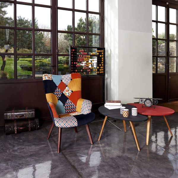 Fauteuil en tissu patchwork vintage Helsinki - THE HOME DECO FACTORY