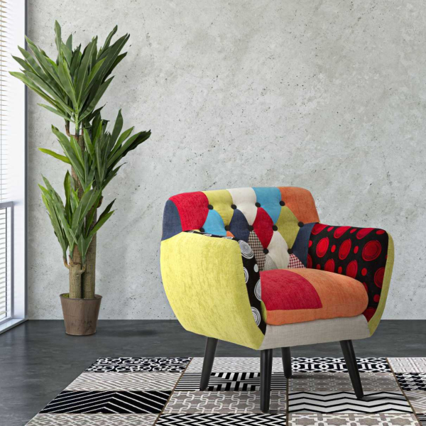 Fauteuil en tissu patchwork 71 x 63 x 78 cm - MAURO FERRETTI