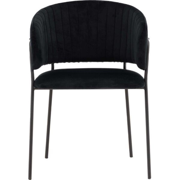 Fauteuil en tissu velours et acier noir Selma - VEN-0585