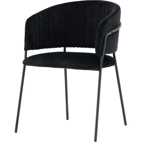 Fauteuil en tissu velours et acier noir Selma - 189