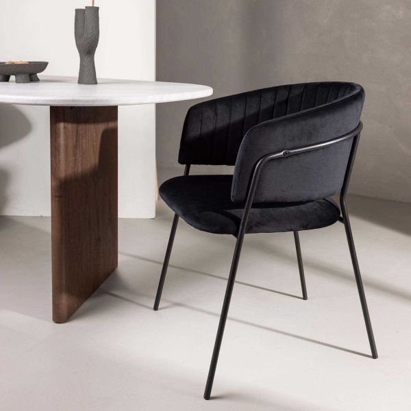 Fauteuil en tissu velours et acier noir Selma - VENTURE HOME