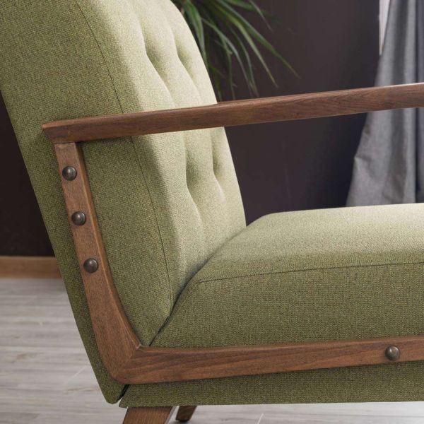 Fauteuil en tissu vert Kemer - 7