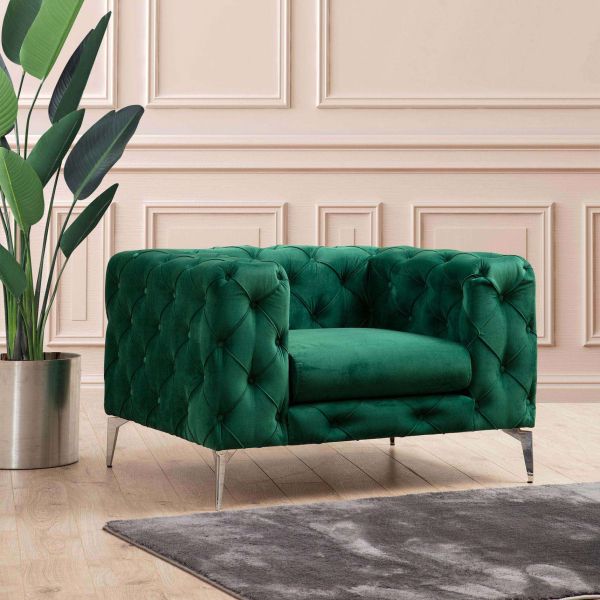 Fauteuil en velours capitonné Como - HANAH HOME