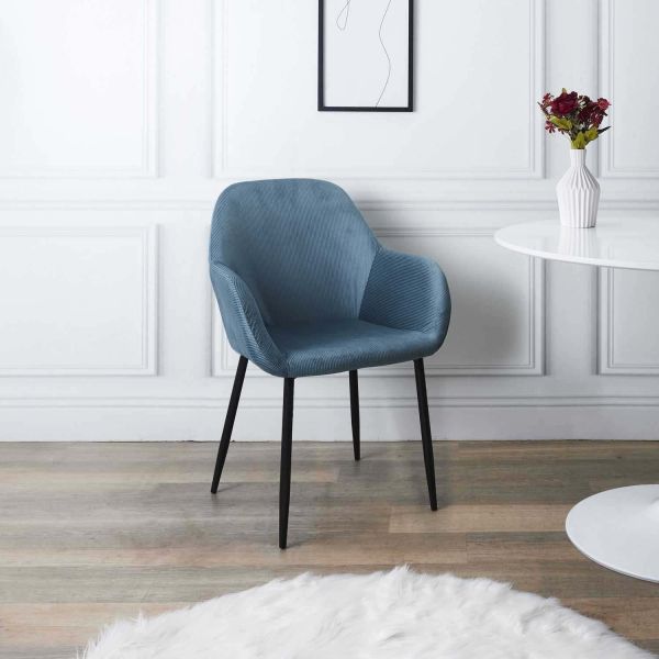 Fauteuil en velours cotelé Giulia (Lot de 2) - THE HOME DECO FACTORY