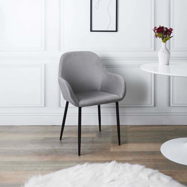 Fauteuil en velours cotelé Giulia (Lot de 2) - THE HOME DECO FACTORY