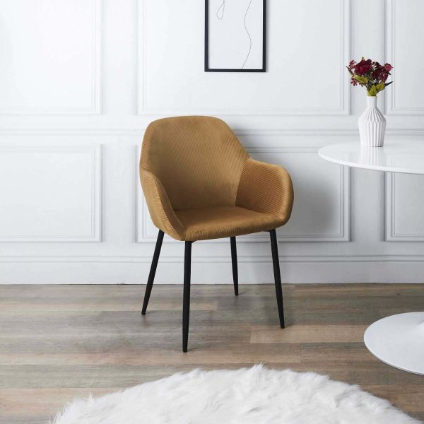 Fauteuil en velours cotelé Giulia (Lot de 2) - THE HOME DECO FACTORY