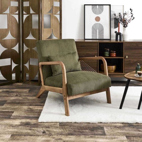 Fauteuil en velours côtelé Scott - THE HOME DECO FACTORY