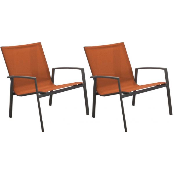  Fauteuils  lounge en aluminium palma  lot de 2 caf  paprika 