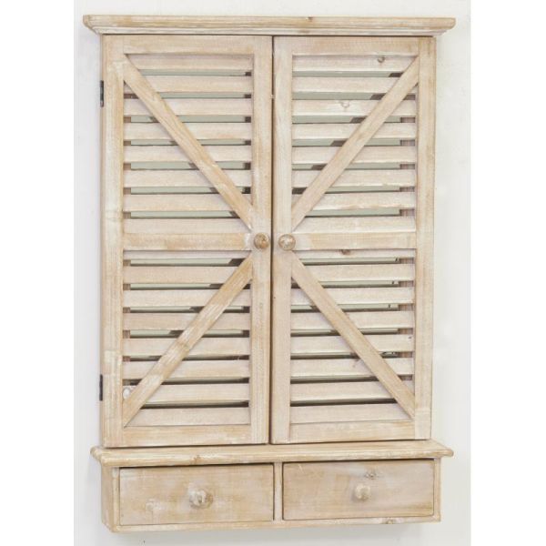 Miroir fenêtre en bois avec tiroirs - AUB-6304