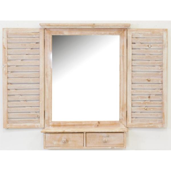 Miroir fenêtre en bois avec tiroirs - 89,90