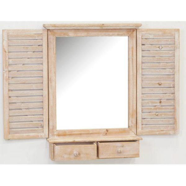 Miroir fenêtre en bois avec tiroirs - 5