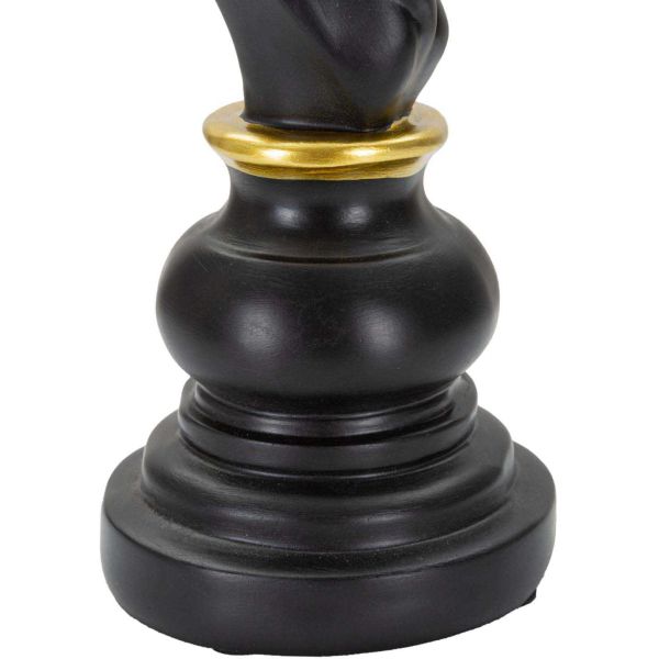 Figurine échec décoratif en polyrésine noire et dorée - 7