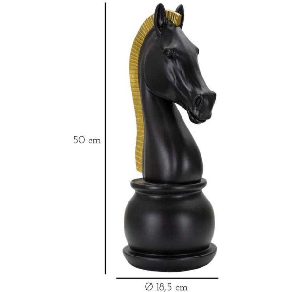Figurine échec décoratif en polyrésine noire et dorée - MAU-0245