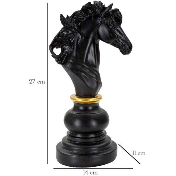 Figurine échec décoratif en polyrésine noire et dorée - MAU-0242
