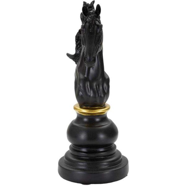 Figurine échec décoratif en polyrésine noire et dorée - 5