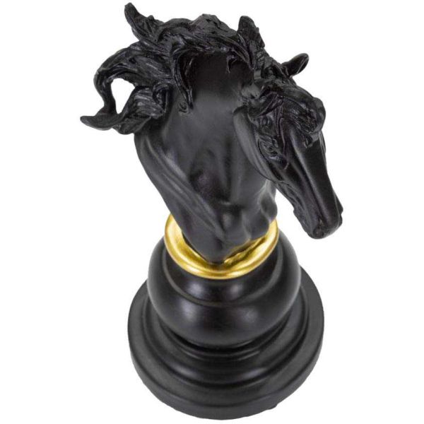 Figurine échec décoratif en polyrésine noire et dorée - 6