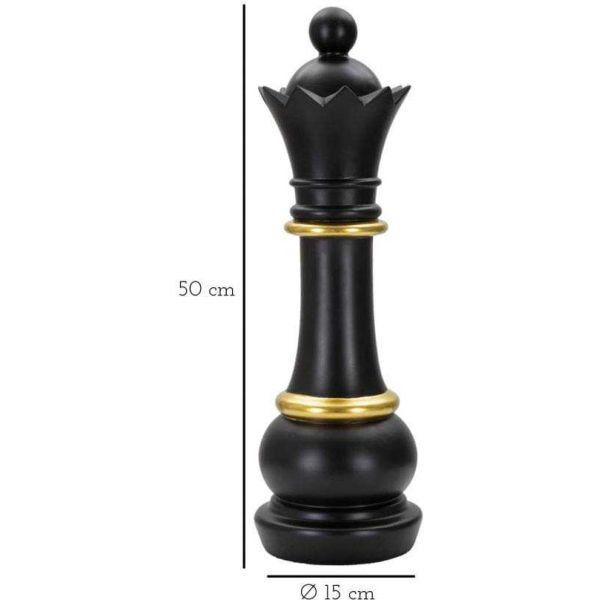 Figurine échec décoratif en polyrésine noire et dorée - MAU-0243