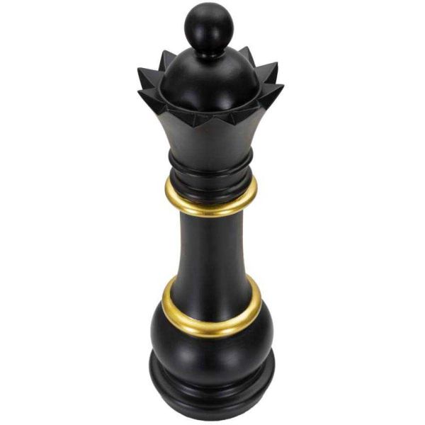 Figurine échec décoratif en polyrésine noire et dorée - 52,90